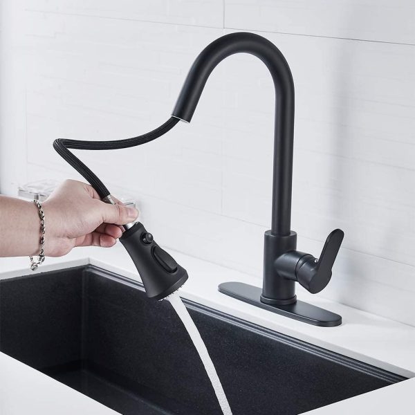Black Kitchen Sink Faucet with Pull Down Sprayer Via Amazon Online Sale