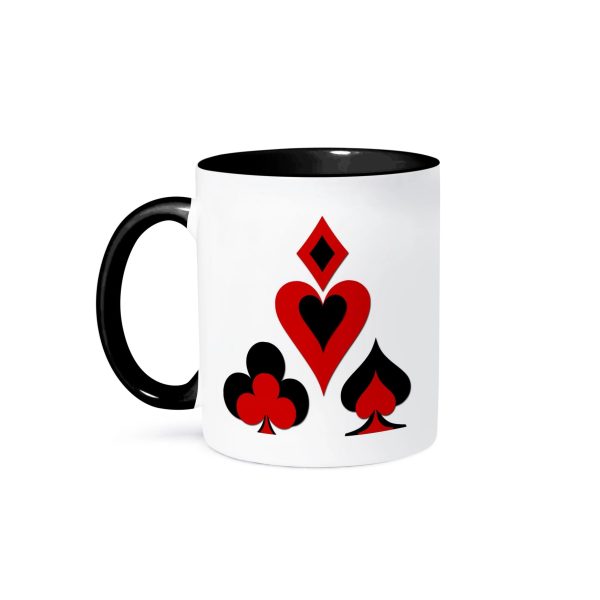 Playing Card Mug; Heart, Diamond, Club, & Spade (Two Tone) - 11oz Online Hot Sale