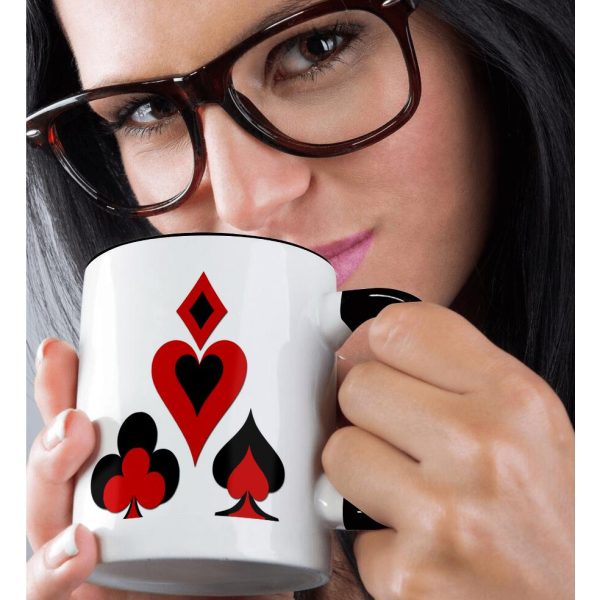 Playing Card Mug; Heart, Diamond, Club, & Spade (Two Tone) - 11oz Online Hot Sale - Image 2