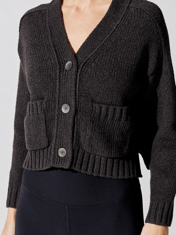 Cropped Cardigan - Washed Black Online Sale - Image 3