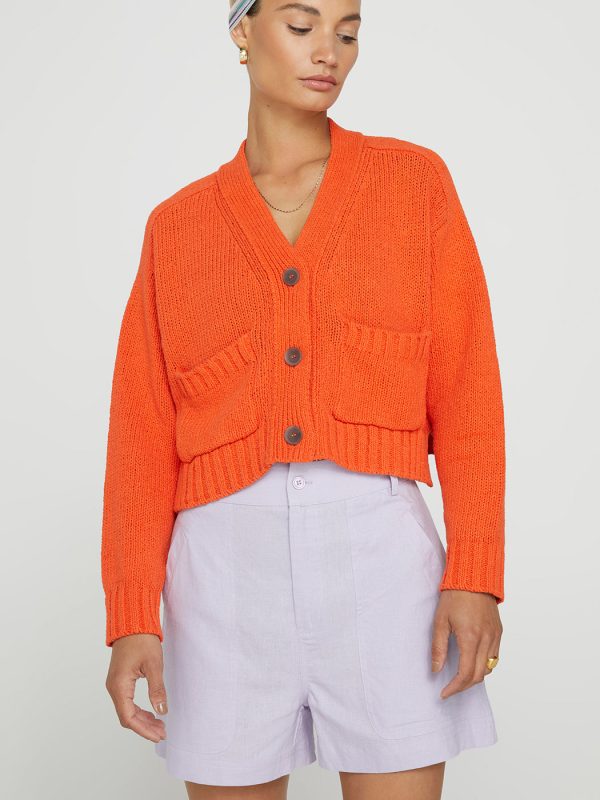 Cropped Cardigan - Papaya For Cheap - Image 2